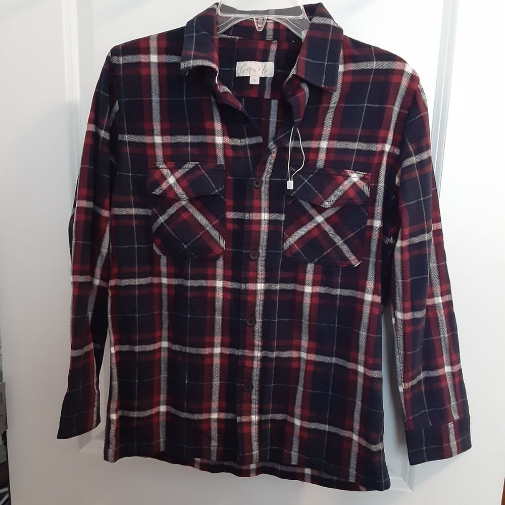 NWT Cotton & Co Unisex Kids Size 12 Button Down Flannel Shirt